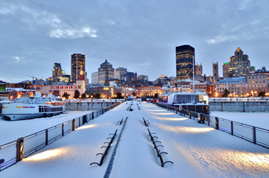 Montreal in Canada covered in snow in winter