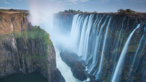 Morning glow at Victoria Falls, looking over Zimbabwe