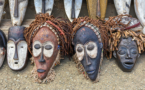 African masks representing Cameroon's culture
